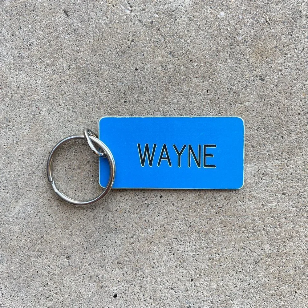 Engraved Name Plate Wayne Keychain